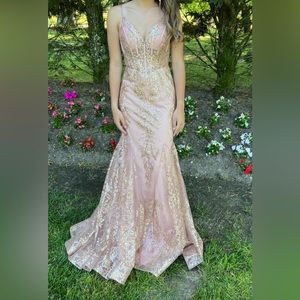 Sheer-Corset Long Glitter Mermaid Prom Dress